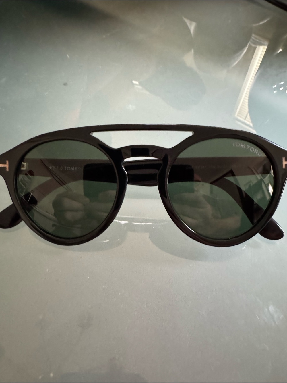 Tom Ford Black Frame Sunglasses with Dark Green Lenses
